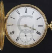 A Victorian 18ct gold half hunter pocket watch, by The Goldsmiths Alliance, London, with Roman