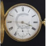 A Victorian 18ct gold half hunter pocket watch, by The Goldsmiths Alliance, London, with Roman