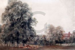 Peter de Wint (1748-1849)watercolourDeer in parkland10.5 x 16.5in.