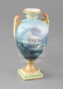 A Royal Worcester vase, painted by Harry Davis, with polar bears in an arctic landscape, with '