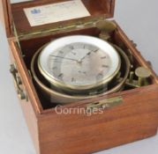 A 20th century German two day marine chronometer, Wempe, Hamburg 6313, the two tier case of