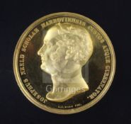 A cased 1920's Harrovian Joseph Neeld 18ct gold prize medal, awarded to B.A. Maples, 1924, 45mm.