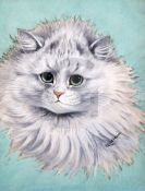 Louis Wain (1860-1939)watercolourCat's Head, artwork for a J.Salmon 'Happy Birthday' postcard14.25 x