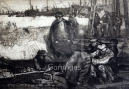 Frank Brangwyn (1867-1956)etchingWharf side, Thamessigned in pencil12 x 17.5in.