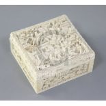 A Chinese export ivory box containing mother-of-pearl counters, 19th century, the box and counters