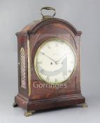 An early 19th century single pad top mahogany table clock, with pull quarter repeat, the 7.75 inch