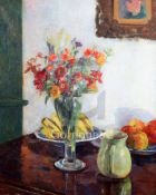 James Bolivar Manson (1879-1945)oil on canvasStill life of flowers in a vase and fruit on a