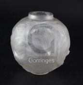 A Lalique Formose globular vase, no. 934, designed 1924, in clear and frosted glass, engraved