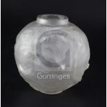 A Lalique Formose globular vase, no. 934, designed 1924, in clear and frosted glass, engraved