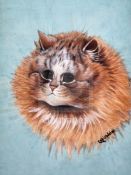 Louis Wain (1860-1939)watercolourCat's Head, artwork for a J.Salmon 'Christmas Greetings'