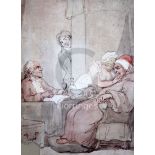 Thomas Rowlandson (1756-1827)pen, ink and watercolourTending the invalid, a sketch of figures on a