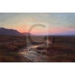 Joseph Farquharson (1846-1935)oil on canvasTraveller in a landscape at sunsetsigned20 x 30in.