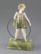 Ferdinand Preiss. A bronze and ivory figure 'The Hoop Girl'