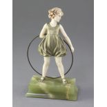 Ferdinand Preiss. A bronze and ivory figure 'The Hoop Girl'