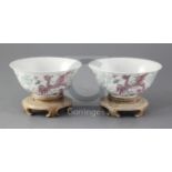 A pair of Chinese famille rose 'phoenix' bowls, Guangxu period, each finely painted with fenghuang