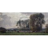 Edward King (1863-?)oil on canvasCattle in a river landscapesigned17.5 x 35.5in.