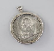 An early 19th century white metal Trafalgar medal by Matthew Boulton, struck with the portrait of