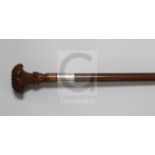 A late 19th century boxwood and mahogany cane, possibly a gift from the Prince of Wales, the