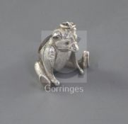 An Edwardian novelty silver pin cushion, modelled as a bear with articulated limbs, H.V. Pithey &