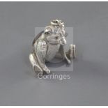 An Edwardian novelty silver pin cushion, modelled as a bear with articulated limbs, H.V. Pithey &