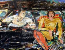 § Peter McLaren (b.1964)oil on board'Man and woman in a car'signed, inscribed and dated 1990 verso48