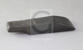 A Maori dark grey/black basalt stone Toki Adze, of quadrangular cross-section, partial polish to all