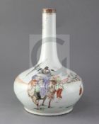 A Chinese enamelled porcelain bottle vase, 19th century, painted with Zhongkui attended by demons in