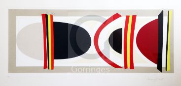§ Sir Terry Frost (1951-2003)silkscreen printLong Red Yellow Blacksigned in pencil,18.75 x 36in.