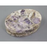 A late 18th/early 19th century amethyst quartz snuff box with three-colour gold overlaid