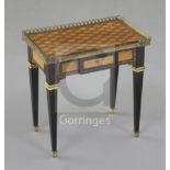 Denis Hillman. A Louis XVI style parquetry inlaid miniature table a ecrire, constructed of ten