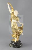 Affortunato Gori. A gilt bronze and ivory figure of an Middle Eastern dancer, raised on a verdi