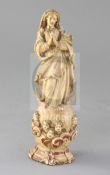 An Indo-Portuguese ivory figure of Mary, Our Lady of the Conception, Goa, late 17th/early18th