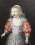 English School c.1627oil on canvasThree quarter length portrait of girl, in a white dress with red