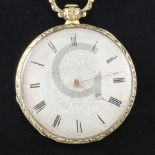 An early 20th century continental engraved gold dress pocket watch and an ornate 9ct albertina