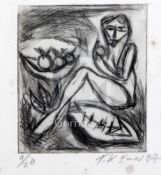 § Tracey Emin (b.1963)etchingFemale nude eating fruitsigned in pencil, dated '87, 9/20overall 9 x