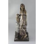 After M. Le Duc. A bronze figure of a female water carrier, height 24in.