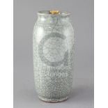 A Chinese celadon crackle glaze vase, Qing dynasty, height 23.75cm, gilt repair to rim