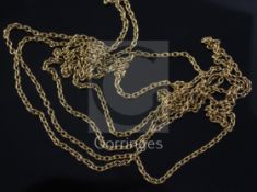 A French 18ct gold guard chain, 160cm.