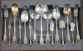 An extensive late 19th/early 20th century canteen of French 950 standard silver fancy pattern