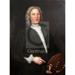 18th century English Schooloil on canvasHalf length portrait of an artist standing holding a