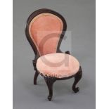 Denis Hillman. A Victorian style mahogany miniature balloon-back nursing chair, with pink velvet