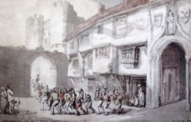 Thomas Rowlandson (1756-1827)pencil, pen, ink and watercolour'French prisoners under escort to
