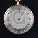 A 19th century French gold keywind hour? repeating pocket watch, with Roman dial.
