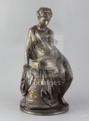 Jean Jules Salmson (1823-1902). A gilt and patinated bronze figure of 'Pandora', height 17in.