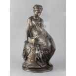 Jean Jules Salmson (1823-1902). A gilt and patinated bronze figure of 'Pandora', height 17in.