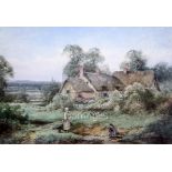 Henry Sylvester Stannard (1870-1951)watercolourChildren beside a brook, a cottage beyondsigned13.5 x