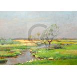 Frans David Oerder (South African 1867-1944)oil on wooden panelOpen landscapesigned9 x 13in.