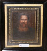 English School, oil on card, portrait of William Holman Hunt 23 x 18cm