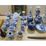 A quantity of 19th and 20th century Blue and white Chinese ceramics tallest 24.5cm