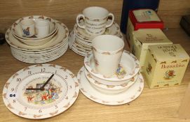 A collection of Winnie the Pooh and Bunnykins plates etc